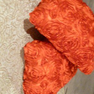 Textured Multi Rose Motifs Rectaglular  Decorative Throw Pillow, Red x 2
